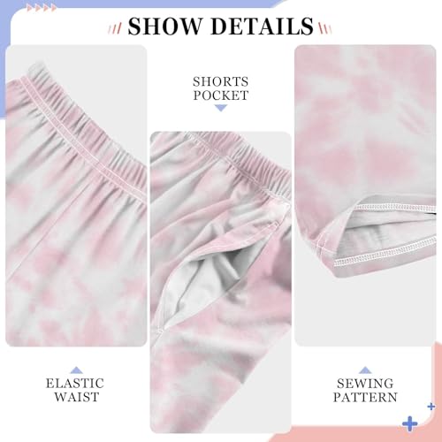 ZZKKO Tie Dye Shibori Watercolour Pink Boys Pants for Kids Jogger Pants with Pockets S-XL4