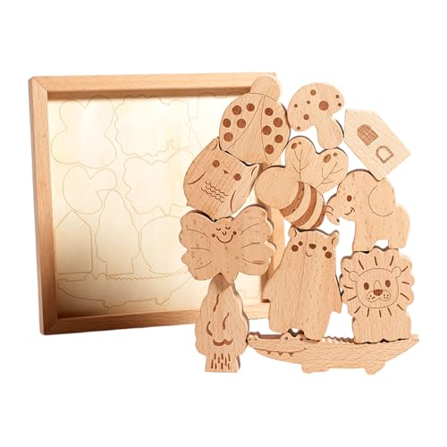 Genérico Juguetes apilables en Madera - Actividades Divertidas de Animales de Madera para Preescolar | Bloques de Apilar de Equilibrio | para Preescolar Escuela Primaria Hogar Familia Tiempo Libre