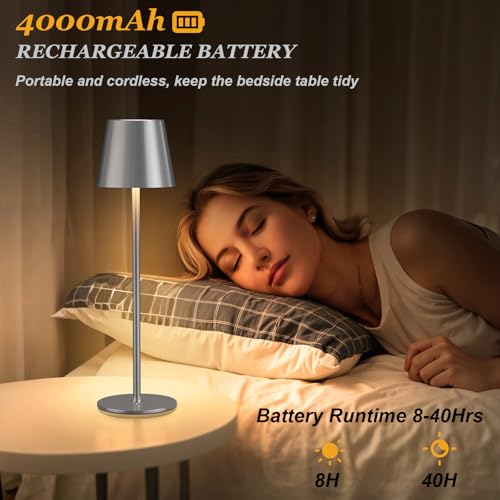 Lampe de table sans fil doree tactile rechargeable au design epure - 3
