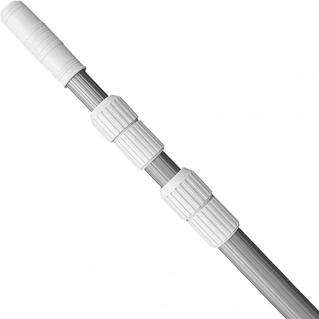 12 FT Pool Pole – Telescoping Aluminum Pool Pole with Strong Grip & Lock - Heavy Duty 3-Piece Adjustable Design - Fits Any Skimmer, Brush, Vacuum Head 12 Feet Pole