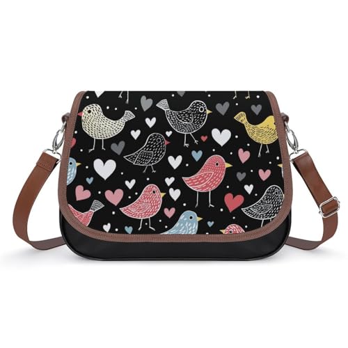 Sac à main pour femmes en cuir imperméable à motif oiseaux