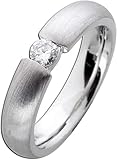 Verlobungsring weiß silber längsmattiert Platin 950 Brillant 0,25ct W/SI Spannring Optik