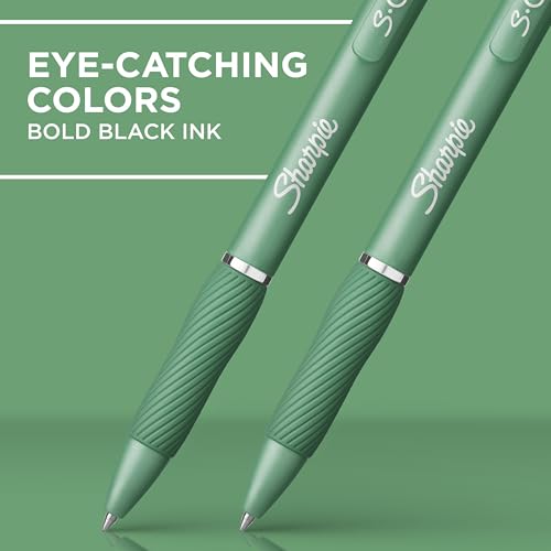 Image of Sharpie S-Gel, Gel Pens, Medium Point (0.7mm), Forest Green Barrel, Black Ink, 12 Count