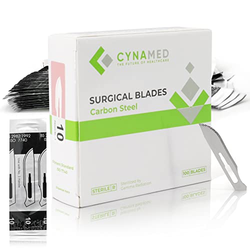 Cynamed Box of 100 Scalpel Sterile Blades Carbon Steel Individually Foil Wrapped