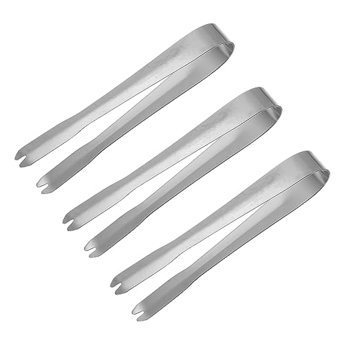 QUARKZMAN Service Pinces, 3pcs 5.2pouce - 410 Inox Acier Glace Pinces, Petites Pinces pour Apéritifs, Sucre, Charcuterie, Dessert, Thé Fêtes, Bar, Café (Argent)