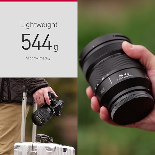 باناسونيك عدسة لوميكس اس 24-60 ملم، حامل على شكل حرف L، عدسة بفتحة ثابتة F2.8 للكاميرا غير العاكسة ذات الاطار الكامل، اسود