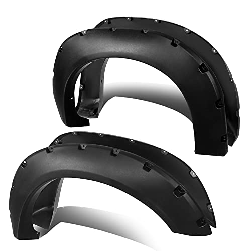 DNA Motoring WF-F25011-MBK 4Pcs/Set Pocket-Riveted Style Side Wheel Fender Flares Compatible with 11-16 F-250 F-350 Super Duty