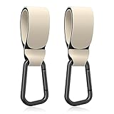 Gukeniu Baby Stroller Hooks for Hanging Bags, Universal Stroller Clips Accessories, Mommy Hook for Diaper Bag, Shopping Cart, Purse, Backpack - 2 Pack, Off White