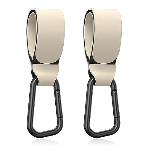 Image of Gukeniu Baby Stroller Hooks for Hanging Bags, Universal Stroller Clips Accessories, Mommy Hook for Diaper Bag, Shopping Cart, Purse, Backpack - 2 Pack, Off White