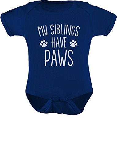Image of Tstars Funny My Siblings Have Paws Baby Bodysuit for Dog Cat Lover Family Pet Themed Infant Outfit for Boys & Girls