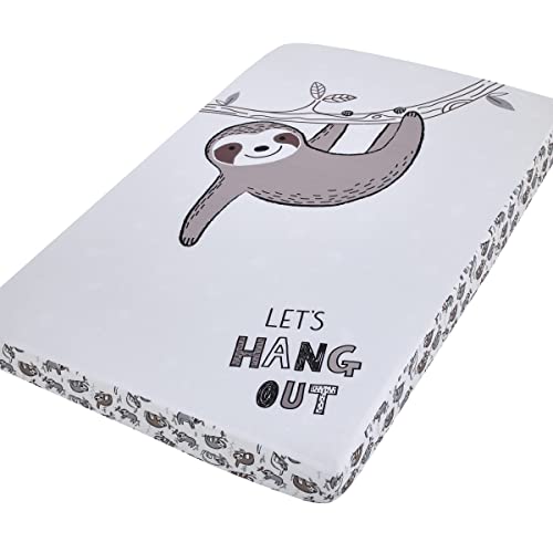 Image of Little Love by NoJo Let's Hang Out Grey and Ivory Sloth Photo Op Fitted Mini Crib Sheet