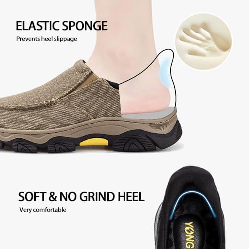YONGJIA Mens Hands Free Slip in Loafers Walking Slip on Canvas Casual Comfortable Breathable Shoes4