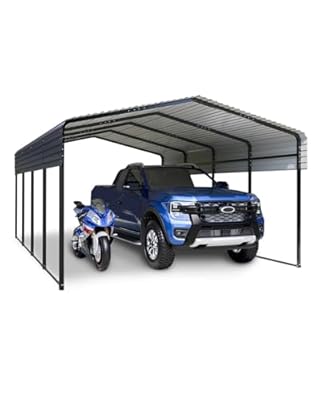GarveeLife 13.3x20FT Metal Carport, Steel Heavy Duty Carport All-Weather with Galvanized Steel Roof & Heavy-Duty Anchor Rods for Pickup Trucks, Boats and Tractors