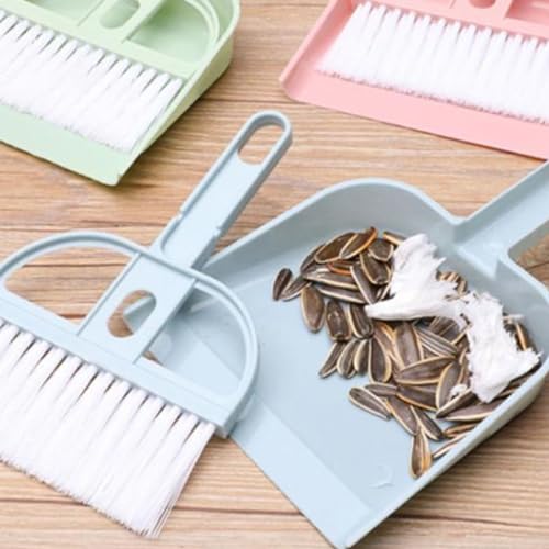 2-teiliges Set, Kleiner Besen und Kehrschaufel, multifunktionaler Mini-Handbesen aus Kunststoff, Kehrschaufel für den Schreibtisch, Zuhause, Tisch, Arbeitsplatte, Sofa, (Blue) – Bild 3