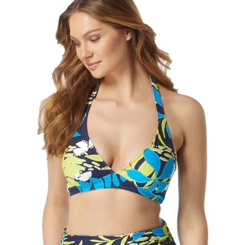 COCO REEF Optima Bra Sized Halter Bikini Top - Underwire Swim Top, Sea Garden, 36-38C