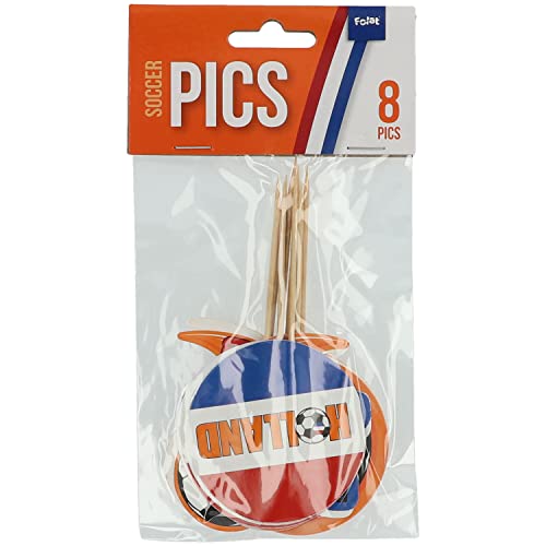 Folat 31088 Spieße Holland 10 cm-8 Stück Fußball Weltmeisterschaft, Mehrfarbig