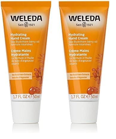 Weleda – Crema de Manos Hidratante de Espino Amarillo, Hidrata y Cuida Intensamente, Rápida Absorción, con Aceite de Sésamo y Espino Amarillo, 100% Natural, Vegano, Pieles Secas – 50 ml (Paquete de 2)