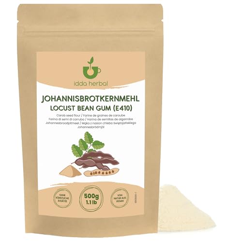 IDDA Herbal Goma de Algarroba E410 500g, Harina de Semillas de Algarroba, Viscosidad 3000 CPS