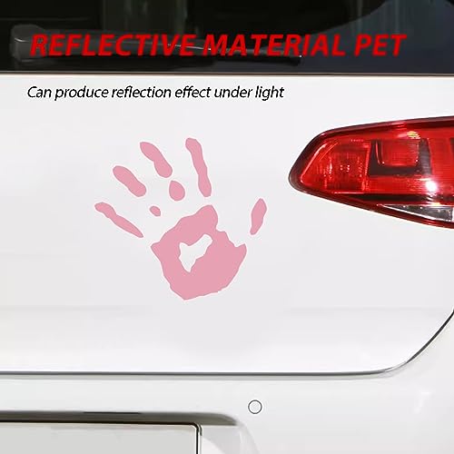 Image of gunhunt 2 PCS Personalized Car Mirror Decorative Sticker, 4.13 inch x 3.93 inch Personalized Hand Print Car Rearview Mirror Decal, Product Compatible with Most Car Models (Pink)