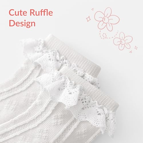 Witwot 6 Pairs Toddler Ruffle Socks Baby Girls Frilly Lace Socks Kids Ankle Dress Socks 1t -8 Years4
