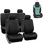 FH Group Automotive Seat Cover Premium PU Leather Car Seat Cover Full Set Airbag Compatible and Split Bench Black Car Seat Covers Interior Accessories Universal Fit for Cars Trucks SUV Car Accessories