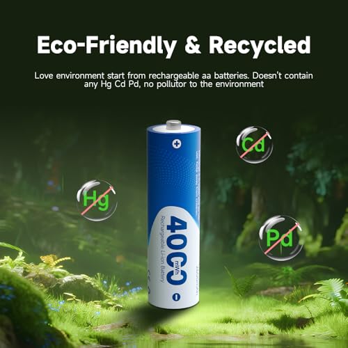 Image of 12-Pack Rechargeable AA Lithium Batteries with Charger, 1.5V 4000mWh High Capacity Battery Pack 12 Count & Portable 12-Slot Fast Charging Case, 2-3H Full Charge for Blink Camera, Xbox Controller