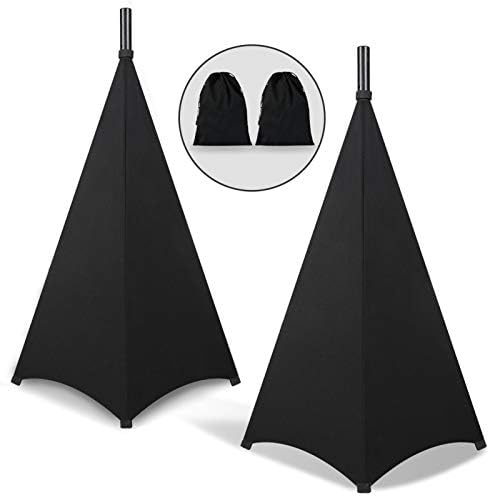 Dofilachy Speaker Stand Cover-DJ Bag with 360 Degree Cover, Speaker Tripod Scrim Cover for Speaker/Lighting with Free Travel Bag (Two Pack-Black)