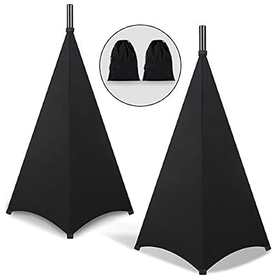 Dofilachy Speaker Stand Cover-DJ Bag with 360 Degree Cover, Speaker Tripod Scrim Cover for Speaker/Lighting with Free Travel Bag (Two Pack-Black)