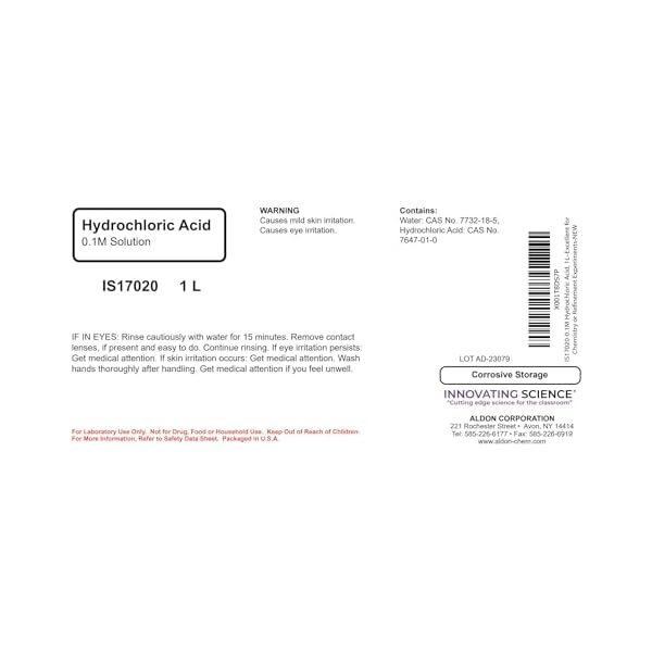 ALDON-Innovating-Science-01M-Hydrochloric-Acid-1L-Excellent-for-Chemistry-or-Refinement-Experiments-The-Curated-Chemical-Collection ALDON-Innovating-Science-01M-Hydrochloric-Acid-1L-Excellent-for-Chemistry-or-Refinement-Experiments-The-Curated-Chemical-Collection