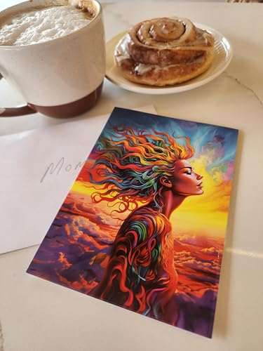 Image of Performing Arts Rainbow Woman Blank Note Cards with Envelopes - 10-Pack Boxed Greeting Card Set for All Occasions - Luxurious Stationery Set for Thank You, Birthday, or Everyday Notes - Made In USA