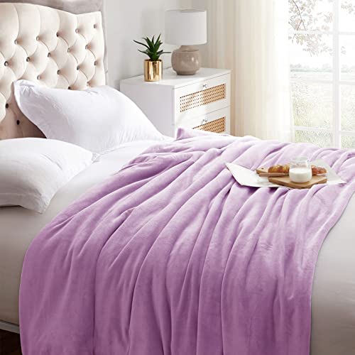 KMUSET Fleece Blanket Throw Size Lilac Lightweight Super Soft Cozy Luxury Bed Blanket Microfiber