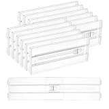Vtopmart 12 Pack Drawer Dividers for Clothes, 4' High 10.2'-16.6' Adjustable Expandable Dresser Drawer Organizer, Clear Plastic Separators for Dresser, Baby Clothing, Underwear, Cosmetic, Toiletries