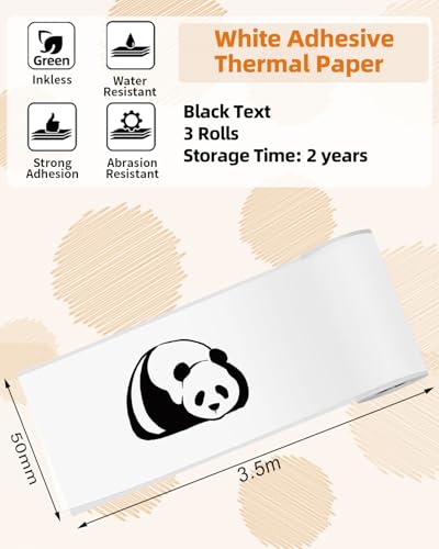 Image of Phomemo 50mm T02 M02 White Thermal Sticker Paper, 3Rolls