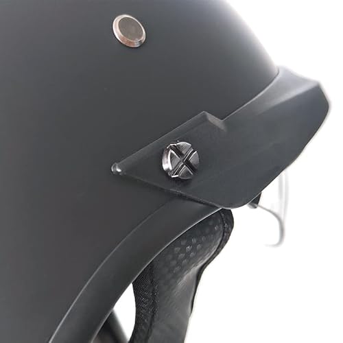 Motorcycle Half Face Helmet Dot Approved Adult Men Women Retro Open Face Helmet With Drop-Down Sunshield Ang Double D Buckle For Bicycle Cruiser Scooter (Bright White + Teal Interior Mirror,S) #TOP3