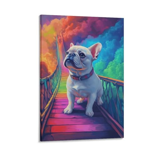 Bull-dog français murale cadeau idéal pour passionné de chiens peinture sur toile
