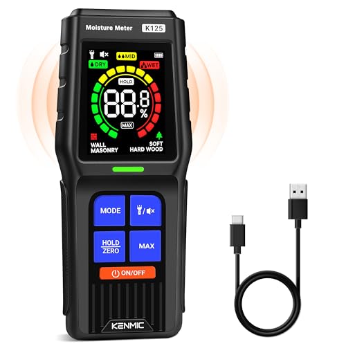 KENMIC Testeur Humidité, Testeur d'Humidité Sans Contact pour Murs, Bois et Cloison Sèche,...