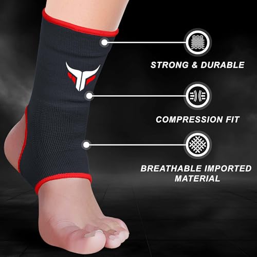 Mytra Fusion Knöchelbandage Atmungsaktive Knöchelbandage MMA, Muay Thai, Fitnessstudio, Kampfverband Boxen Knöchelbandage (Black, L/XL)