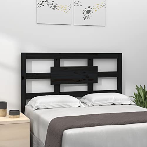 SooIarix Cabecero negro de pino macizo 80,5 x 4 x 100 cm, panel de pared rústico para cama, tapizado de pared autoadhesivo, cómodo soporte para la espalda, decoración del dormitorio