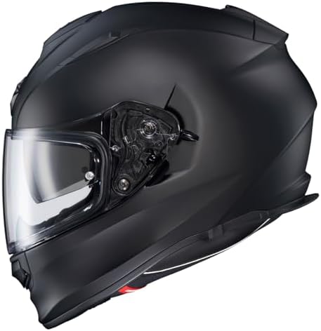ScorpionEXO Ryzer Full Face Motorcycle Helmet with Pinlock Ready Shield with Integrated Speaker Pockets DOT ECE Approved Solid (Matte Black - Large)