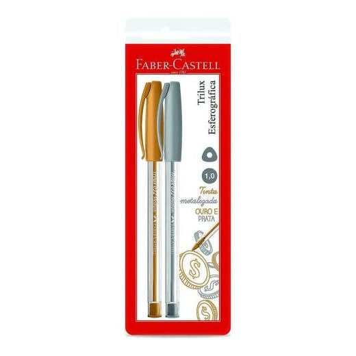 Caneta Esferográfica Metalizada, Faber-Castell, Trilux Colors, SM/032PO, Pacote com 2 unidades