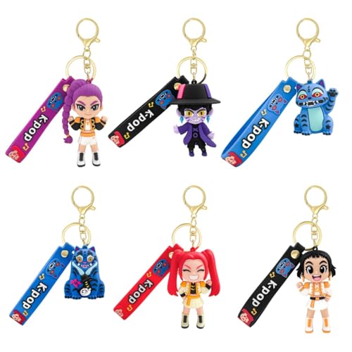 AmaAccess Kpop Keychain Set of 6 Cartoon Collectable Cute Mini Doll Figure Merch for Fans Bag Charm & Toys Gift (Kp6)