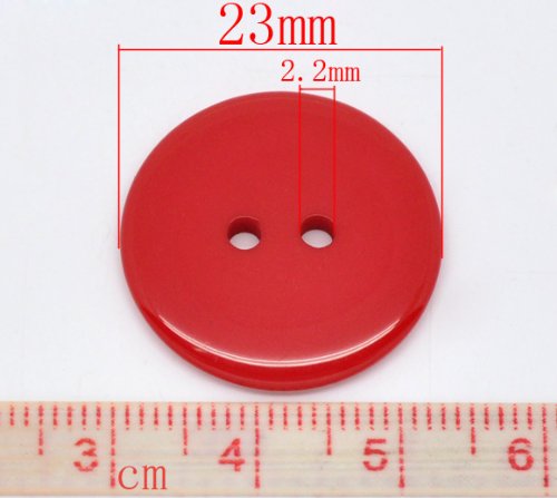 50 Plain Red Round 2 Hole Sewing 23mm Buttons. Ideal for Crafts Like Scrapbooking Cardmaking, Bling, Decoration - Image 3