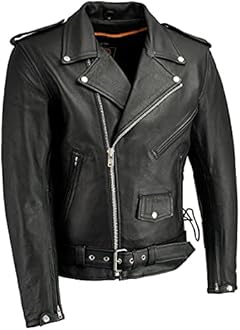 Milwaukee Leather LKM1781 Men's The Legend Classic Black Premium Leather Motorcycle Jacket w/Quilted Liner