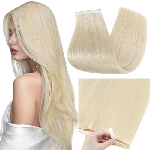 Image of Full Shine Tape in Weft Hair Extensions, Ash Blonde 24 Inch