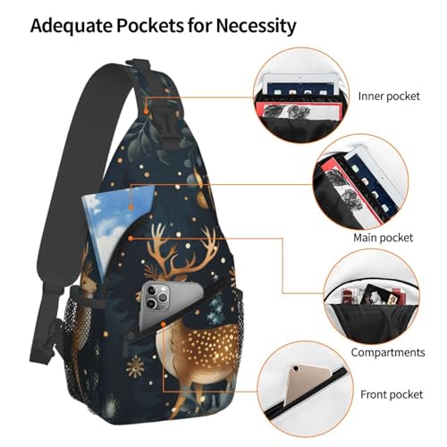 Bolso bandolera unisex con diseño Elk Navidad para viaje miniatura 4