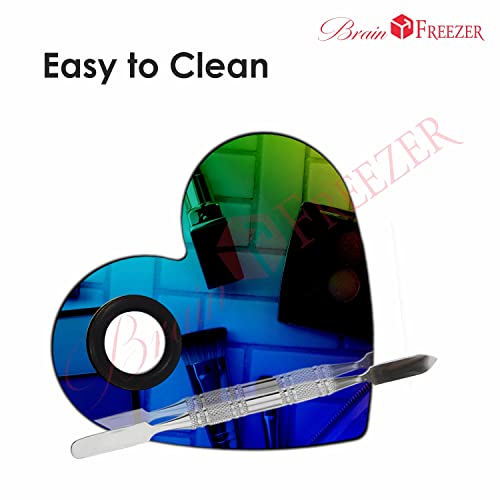 Image of Brain Freezer Shiny Makeup Palette With Stainless Steel Round Shape Spatula, 100 g (Heart Rainbow)
