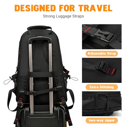 Image of ZORBES Large Laptop Backpack with Shoe Compartment, 80L Oxford Cloth Suitcase Waterproof Rucksack 17 Inch, Travel Outdoor Hiking School Gym Work College Bags for Men Women