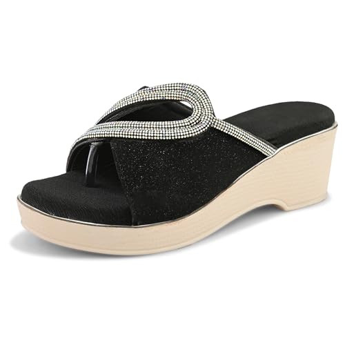 Image of Centrino Women's Wedge Heel Sandals | Stylish Slip-On Sandals for Ladies | Soft Cushioned Footbed for Comfort | Elegant & Trendy Design | Lightweight and Durable Fashion Footwear (9404)