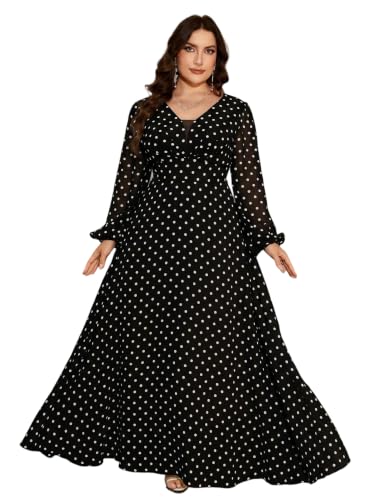 Image of Spring Summer 2026 Plus Size Women's Dresses V Neck Casual Elegant Long Sleeve Floral Print Boho Vacation Maxi Dress