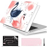 Batianda Case for New MacBook Pro 16 inch 2024 2023 2021 Release with M4 M3 M2 M1 Pro/Max Chip,Slim Lightweight Protective Shell with Creative Pattern with Keyboard Cover & Screen Protector, Swan